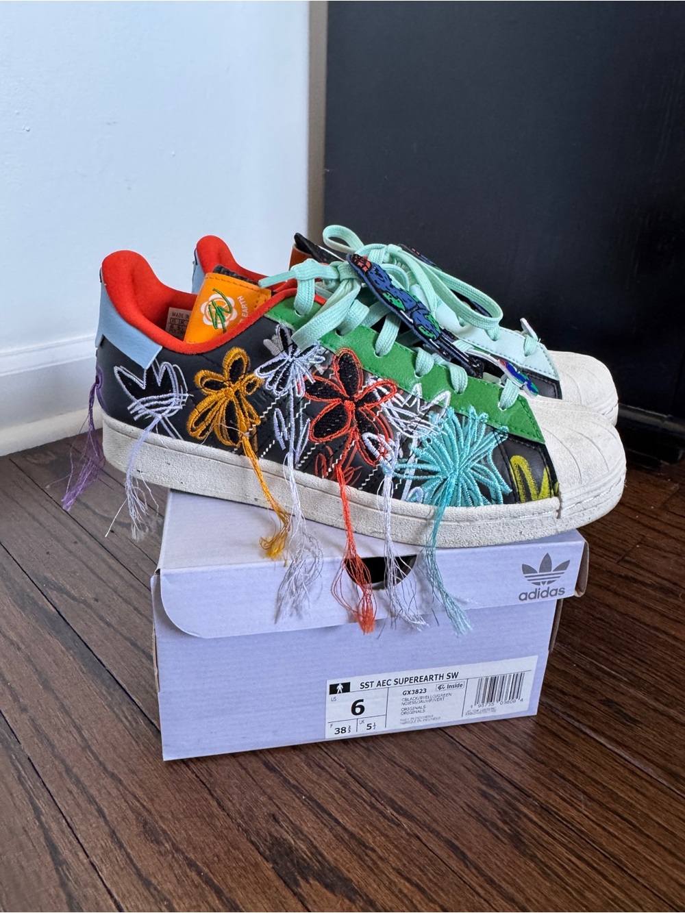 adidas SuperEarth Embroidered Floral Superstar Sneakers